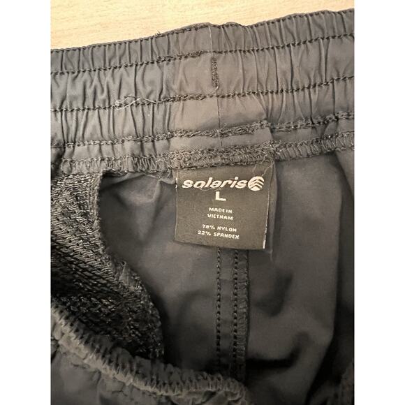 Solaris Men’s LG Active Wear Joggers Nylon Spandex‎ Black Zip Pockets Drawstring - Picture 7 of 8